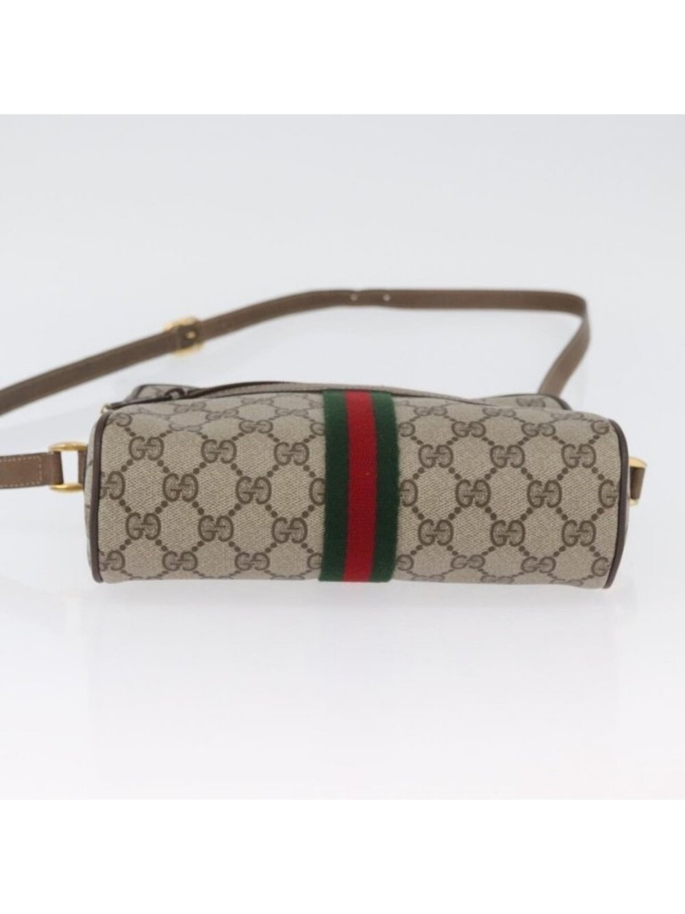Authentic GUCCI GG Supreme Web Sherry Line Bag PVC Beige Gold 904 02 004 - Picture 12 of 16